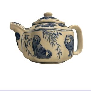 Blue and White Ceramic Teapot